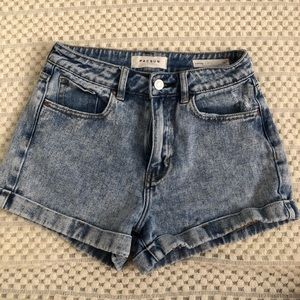 denim acid wash shorts